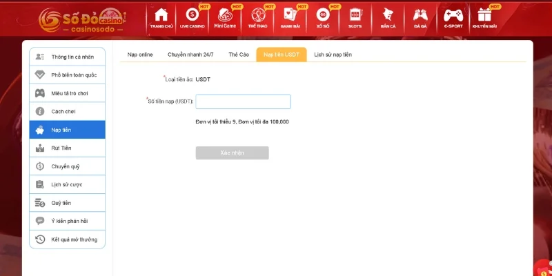 Phương thức nạp tiền USDT dần trở nên phổ biến hơn tại SODO